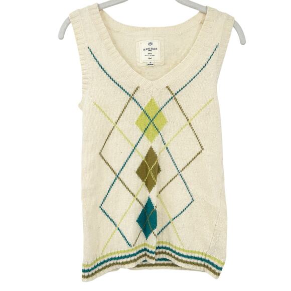 Heritage 1981 Womens Fall Preppy Rabbit Hair‎ Blend Argyle Knit Sweater Vest S - Picture 1 of 4